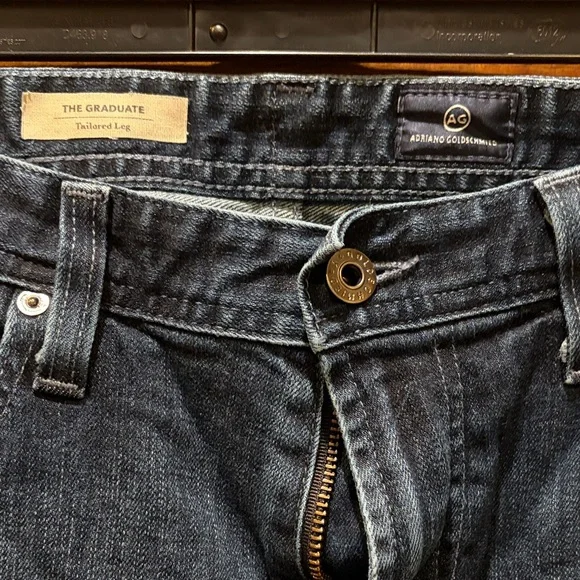 AG Adriano Goldschmied Men's Straight Jeans - Dark Blue - Picture 4 of 5